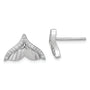 Pure Fire Sterling Silver Rhod-plated CZ Textured Tail Post Earrings