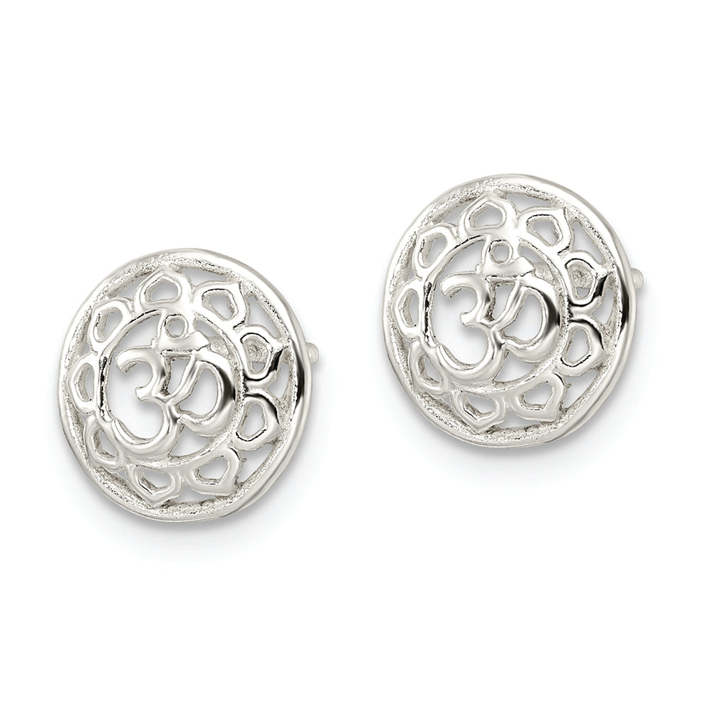 Sterling Silver Filigree Om Spirituality Post Earrings