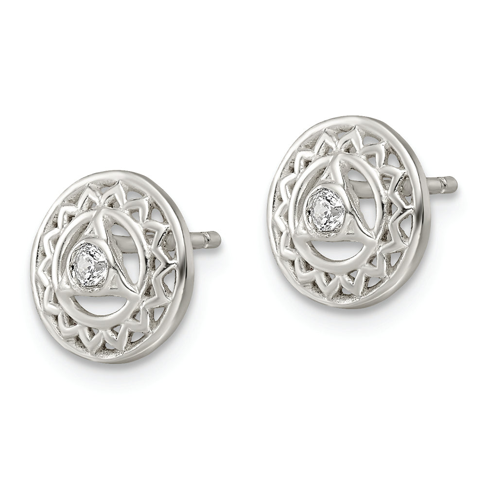 Sterling Silver CZ Throat Chakra Filigree Post Earrings