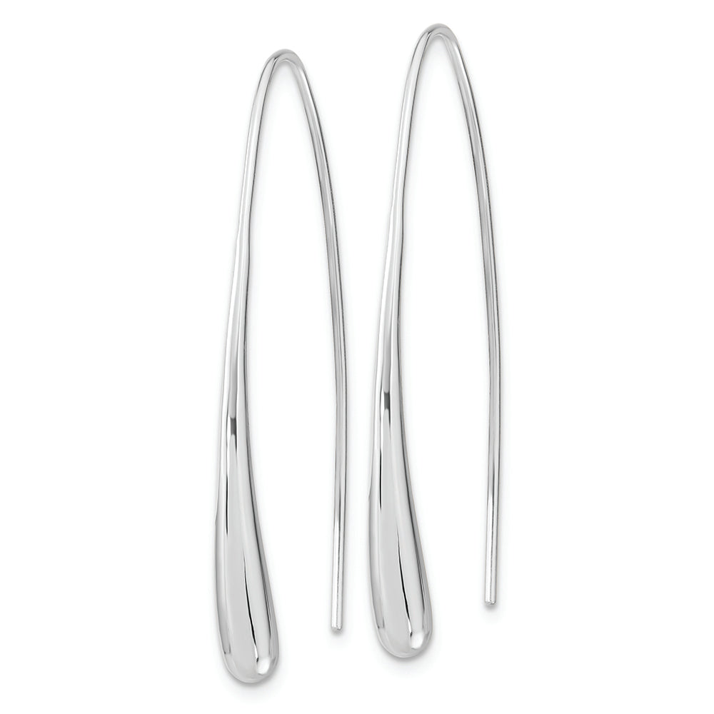 Sterling Silver Rh-Plated Polished Teardrop Threader