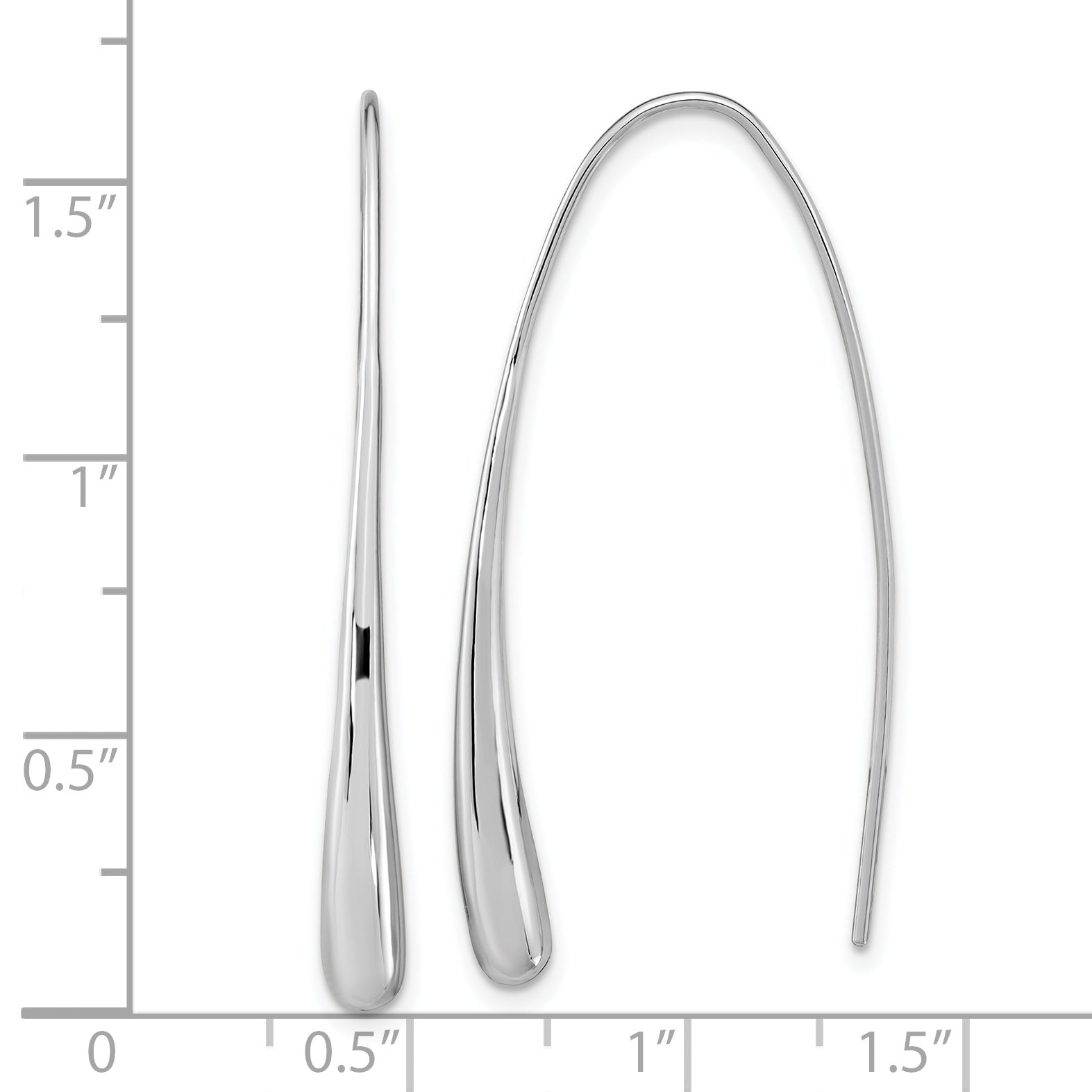 Sterling Silver Rh-Plated Polished Teardrop Threader