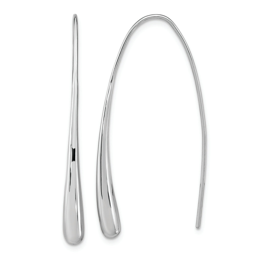 Sterling Silver Rh-Plated Polished Teardrop Threader