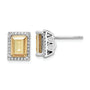 Sterling Silver Rhodium-plated CZ and Yellow Crystal Post Earrings