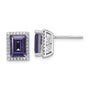 Sterling Silver Rhodium-plated CZ & Purple Crystal Post Earrings