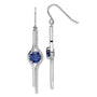 Sterling Silver Rhodium-plated Blue and Clear CZ Dangle Earrings