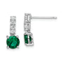 Sterling Silver Polished Rhodium-plated Green/Clear CZ Post Dangle Earrings