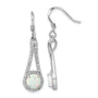 Sterling Silver Rhodium-plated CZ & White Created Opal Dangle Earrings