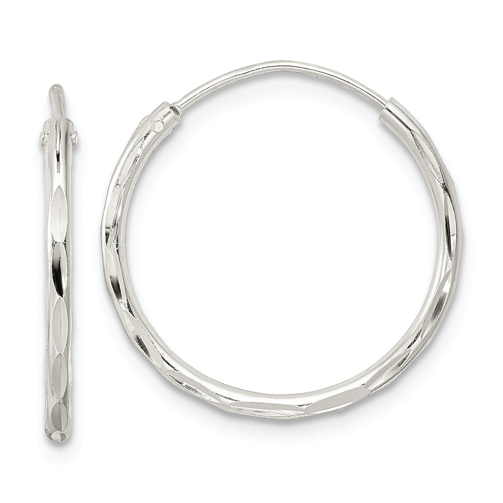 Sterling Silver Polished D/C Endless Hoop Earrings