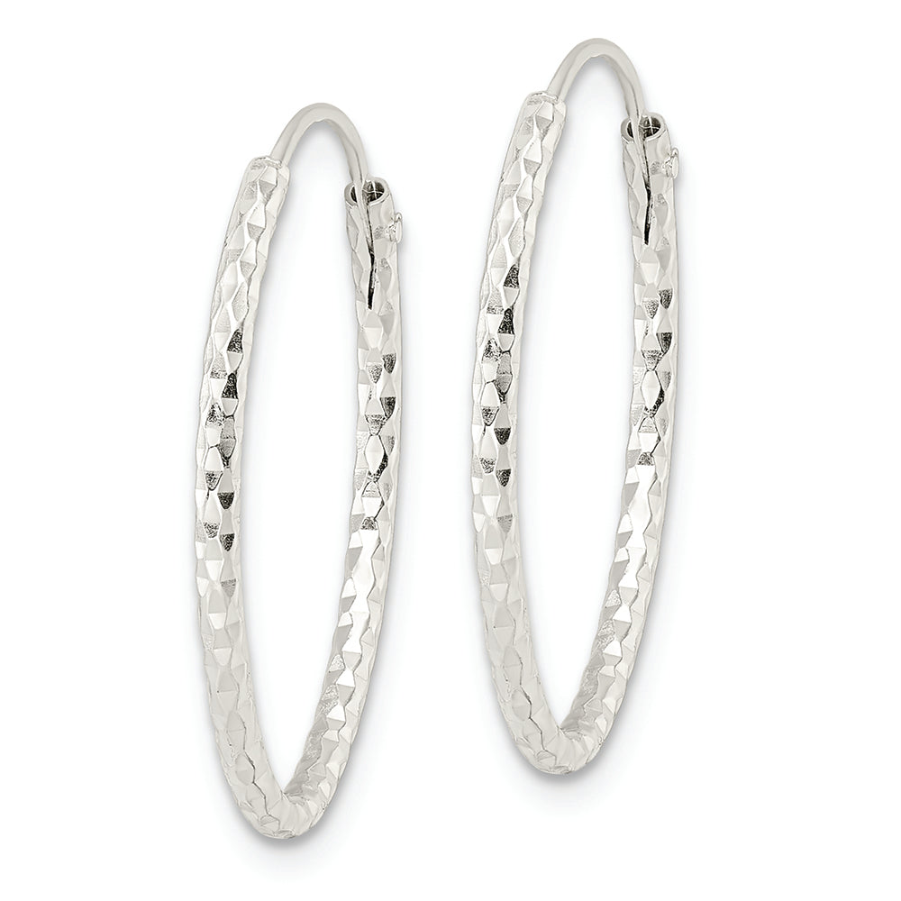 Sterling Silver Polished D/C Oval Endless Hoop Earrings