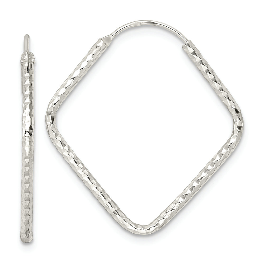 Sterling Silver Polished D/C Endless Hoop Earrings