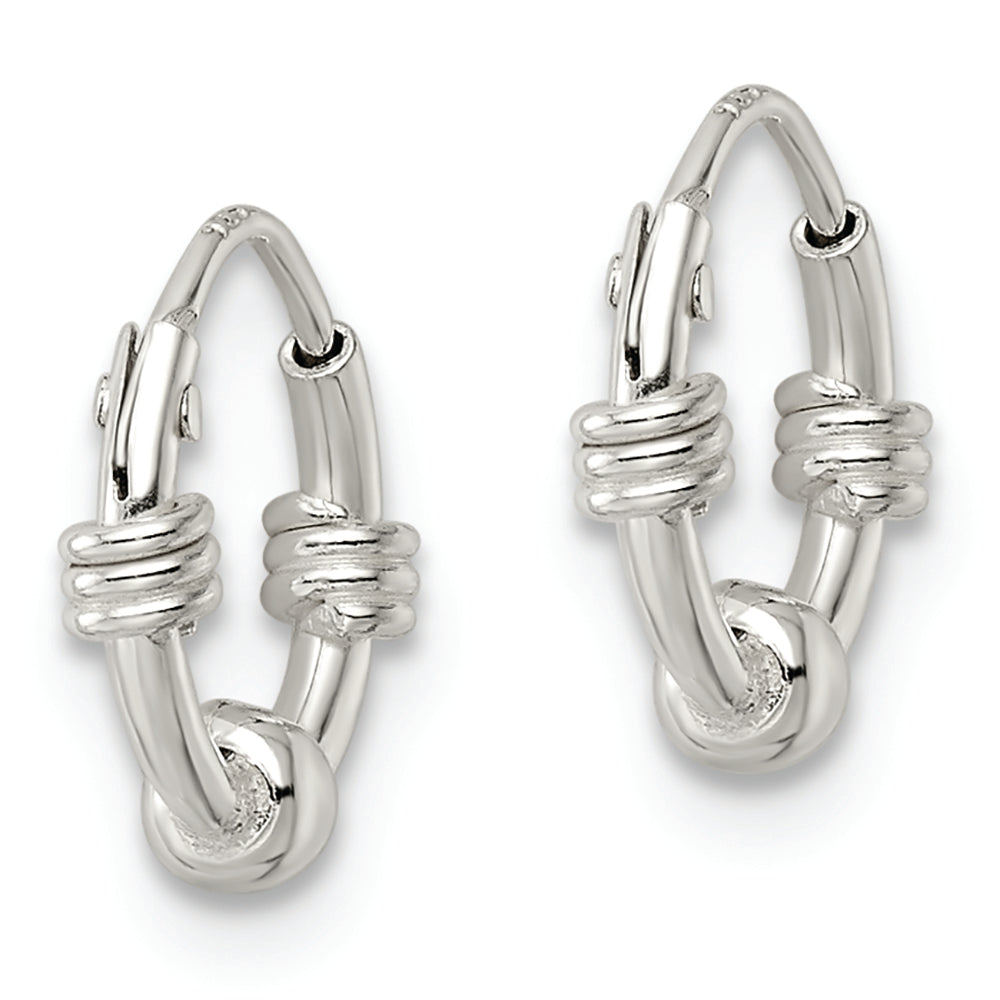 Sterling Silver Polished Beaded Circle Endless Hoop Earrings