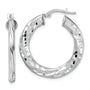 Sterling Silver Rhodium-plated 3x29mm D/C Twisted Tube Hoop Earrings