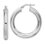 Sterling Silver Rhodium-plated 5x34mm Octagon Tube Hoop Earrings
