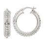 Sterling Silver Polished and DIamond-cut Beaded Hoop Earrings