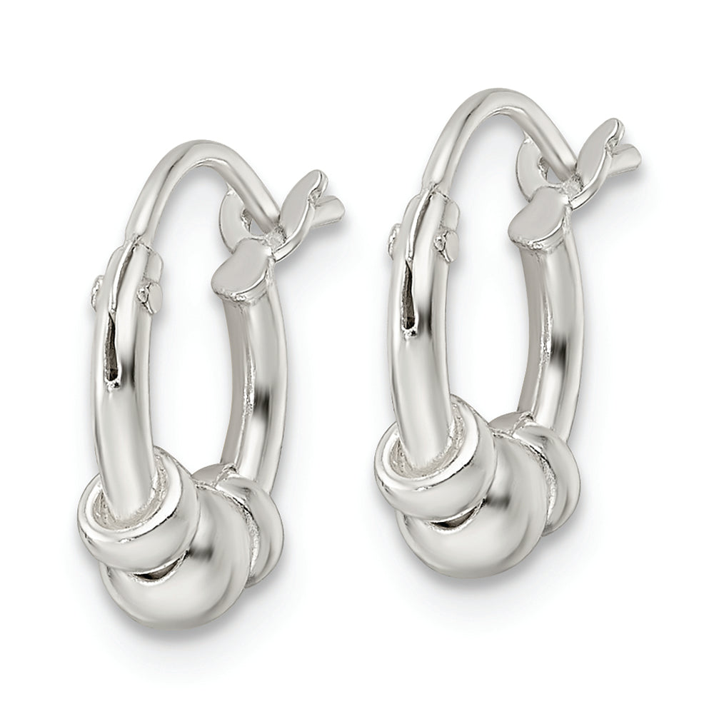 Sterling Silver Polished Beaded Circle Hoop Earrings