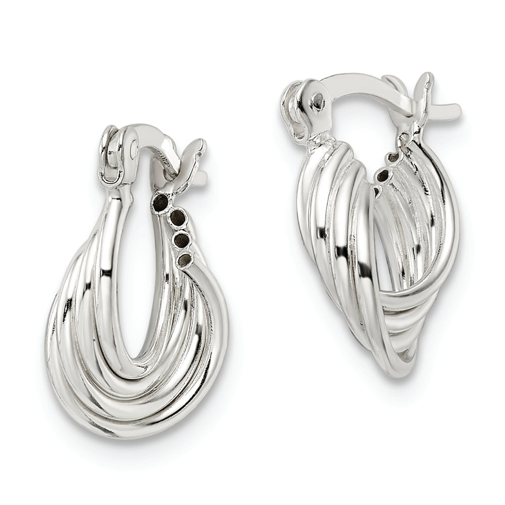 Sterling Silver Polished Triple Circle Hoop Earrings