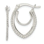 Sterling Silver Beaded Double Oval Hoop Earrings