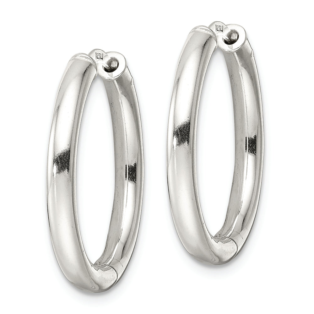 Sterling Silver Polished 3x25mm Hinged Tube Hoop Earrings