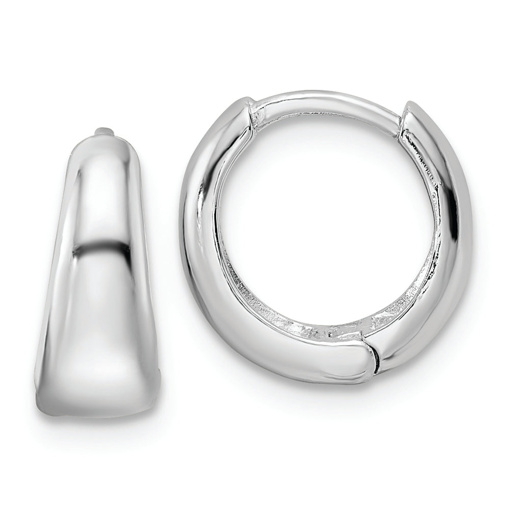 Sterling Silver Rhodium-plated Polished Hinged Hoop Earrings