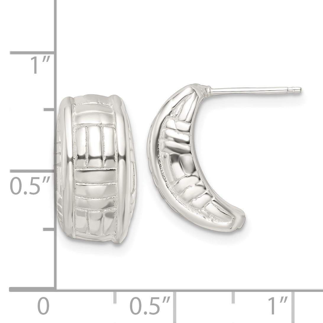 Sterling Silver Polished Jhoop Post Earrings