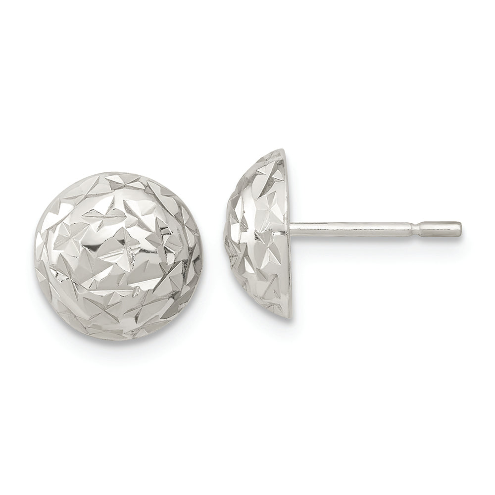 Sterling Silver Polished D/C Textured Post Earrings