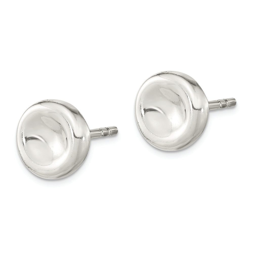 Sterling Silver Polished Puffed Circle Post Earrings