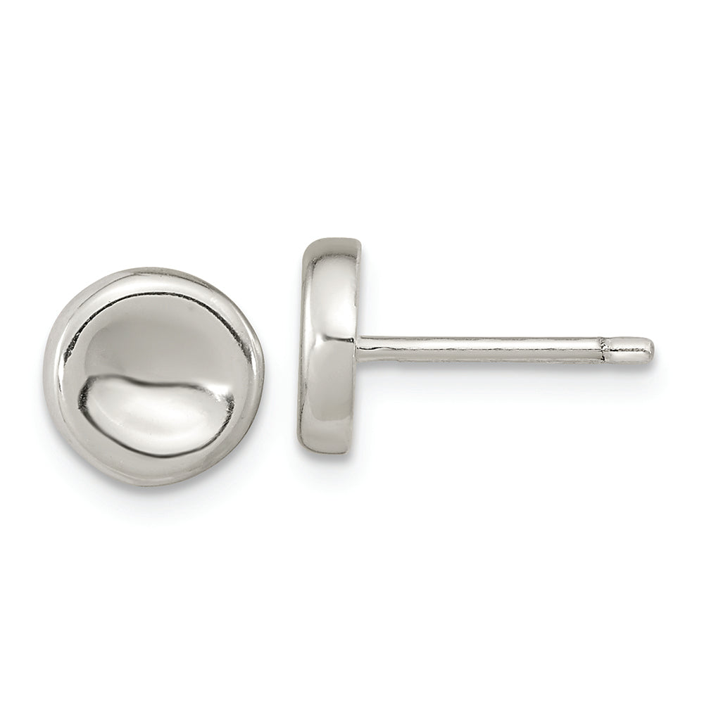 Sterling Silver Polished Puffed Circle Post Earrings