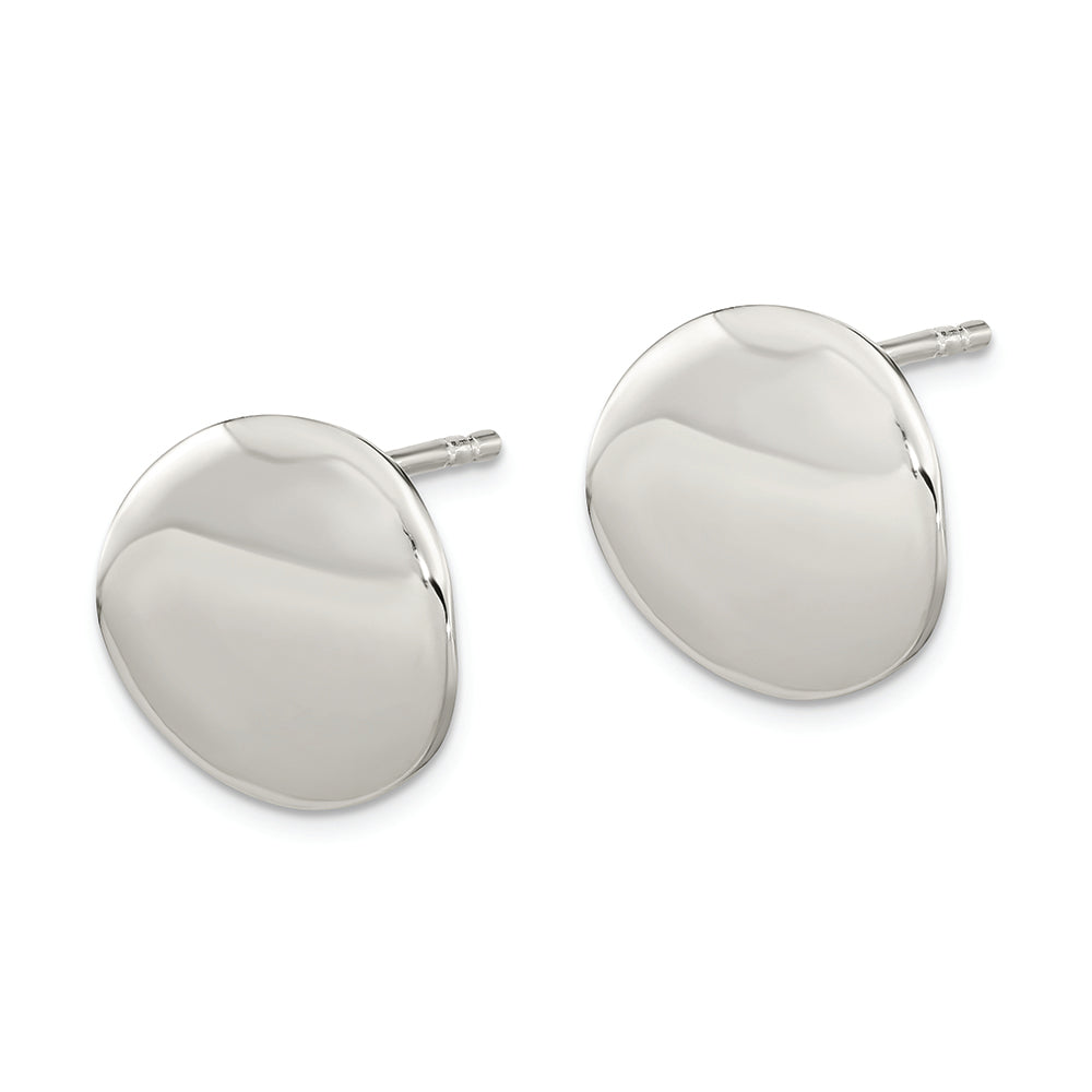 Sterling Silver Polished 12mm Flat Circle Post Earrings