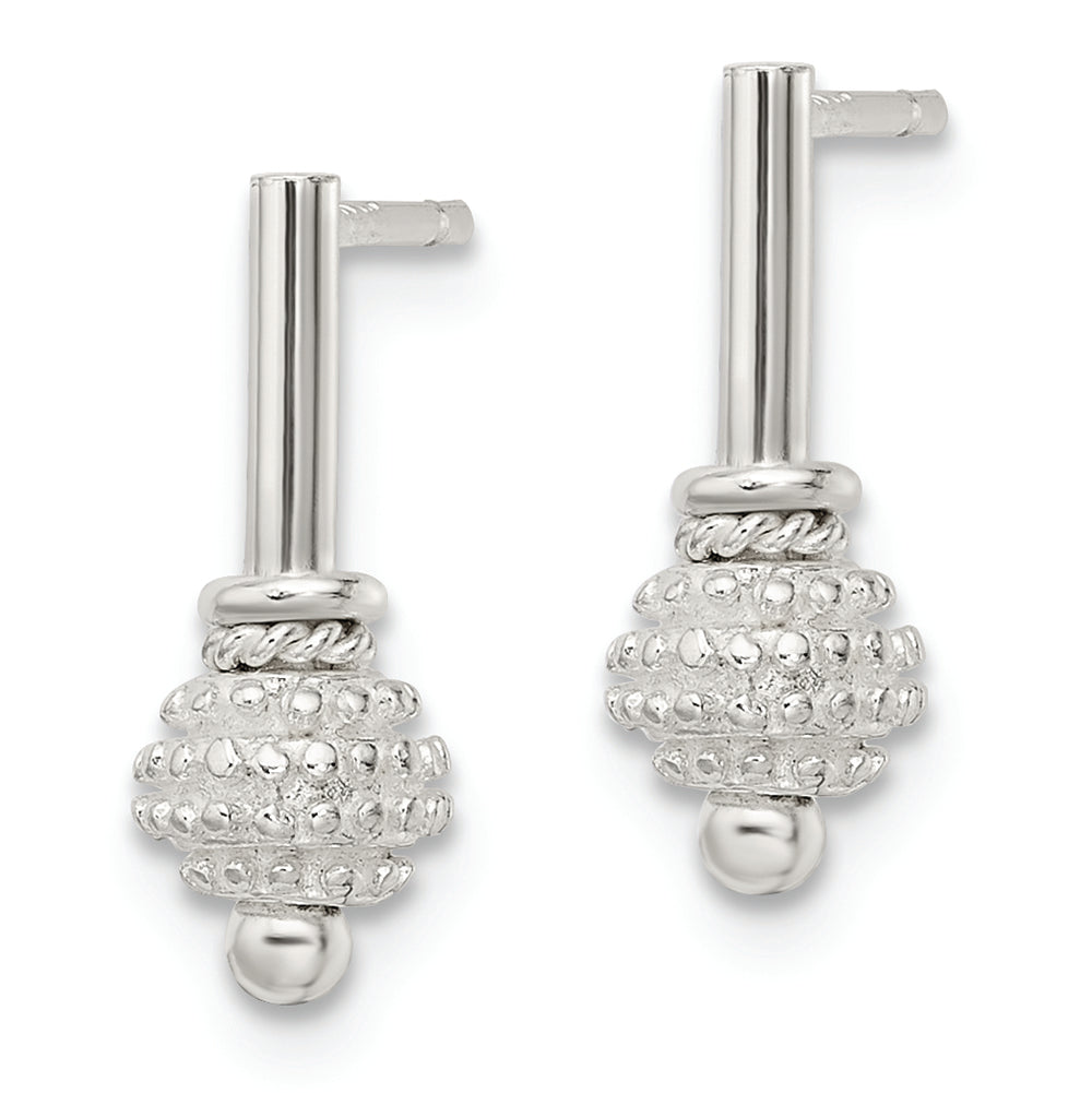 Sterling Silver Textured Ball Dangle Post Earrings