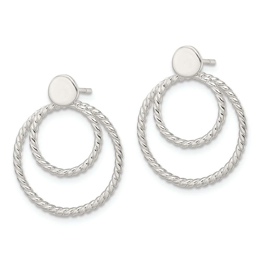 Sterling Silver w/2 Circle Jackets Button Post Earrings