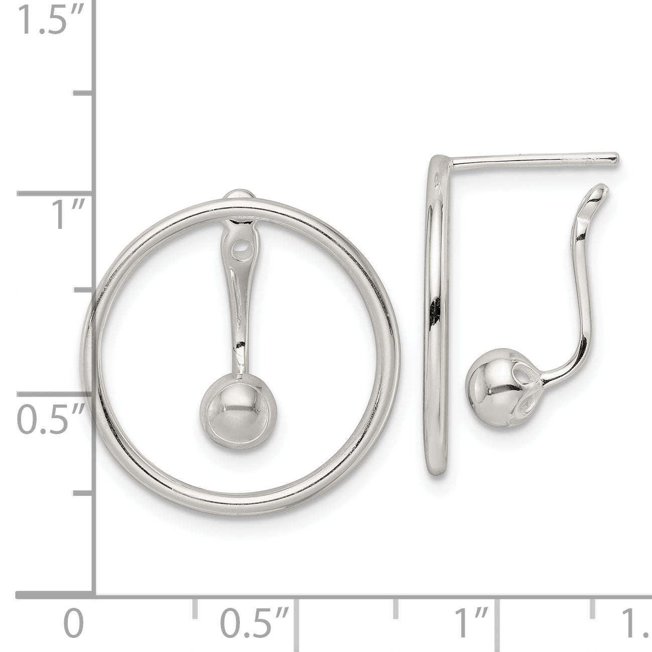 Sterling Silver Polished Circle w/drop & Dangle Threader Post Earrings