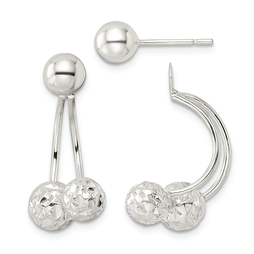 Sterling Silver Textured Ball Jackets and 6mm Ball Post Earrings