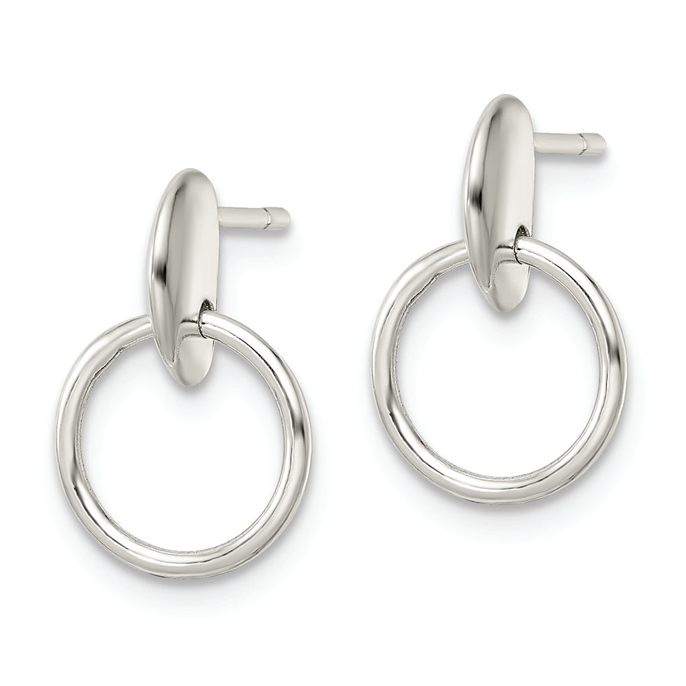 Sterling Silver Circle Dangle Post Earrings