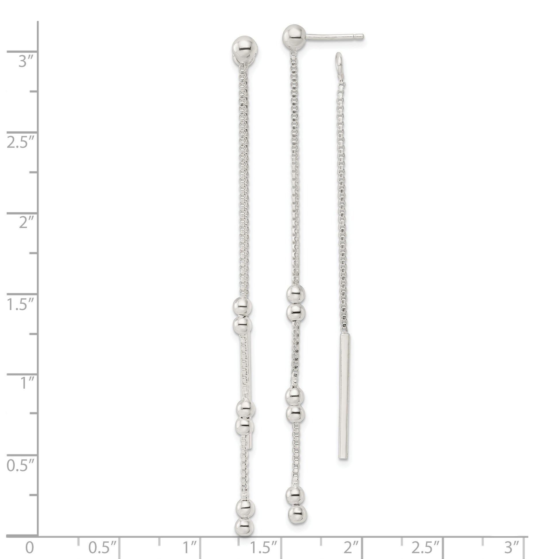 Sterling Silver Chain and Bar Dangle Post Earrings