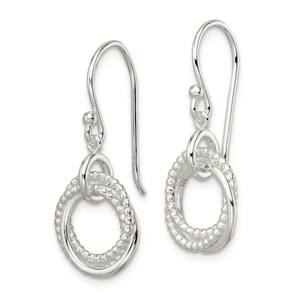 Sterling Silver Polished Intertwined Circles Dangle Earrings