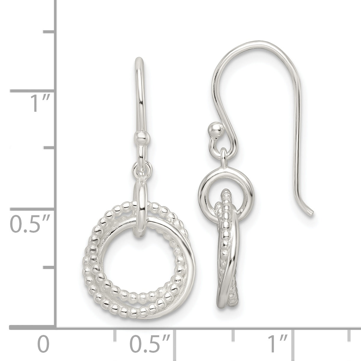 Sterling Silver Polished Intertwined Circles Dangle Earrings