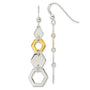 Sterling Silver & Gold-tone Polished Hexagon Dangle Earrings