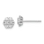 Sterling Silver Rhodium-plated Polished CZ Flower Post Earrings