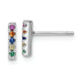 Sterling Silver Rhodium-plated Polished Multi-color CZ Bar Post Earrings