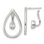 Sterling Silver Polished Teardrop w/Drop and Dangle CZ Threader Post Earrin
