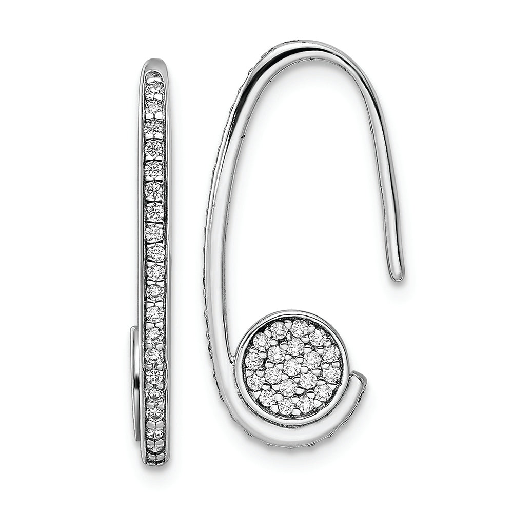 Sterling Silver Rhodium-plated Polished CZ Dangle Earrings