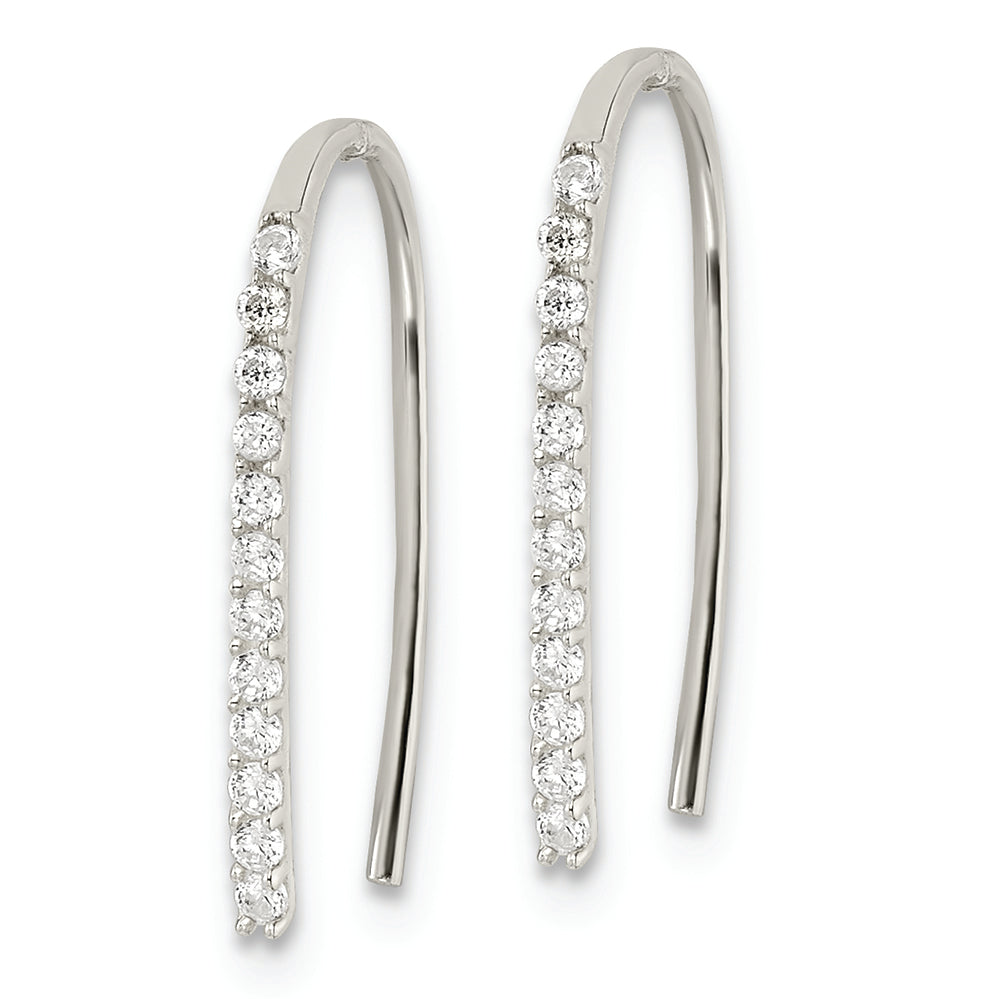 Sterling Silver Polished CZ Threader Earrings