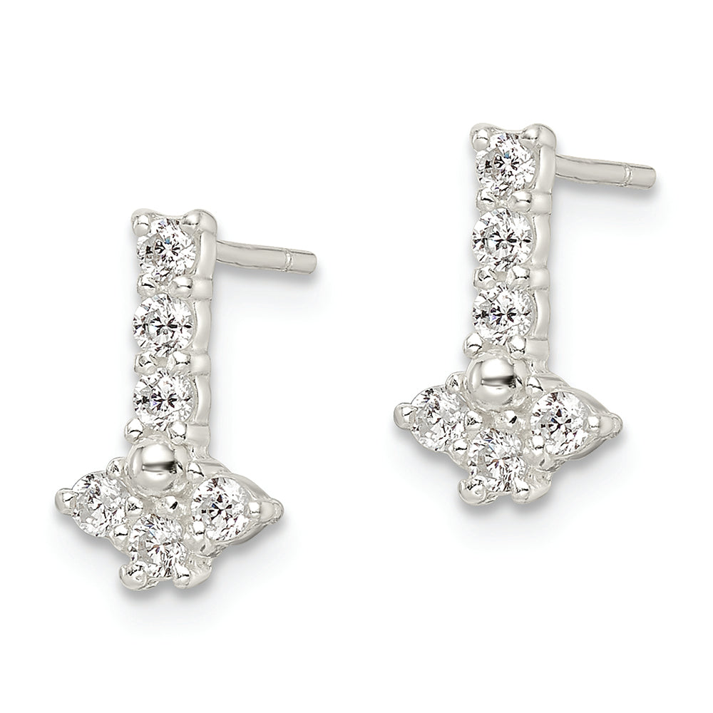 Sterling Silver Polished CZ Post Earrings