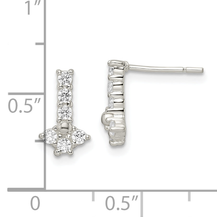 Sterling Silver Polished CZ Post Earrings
