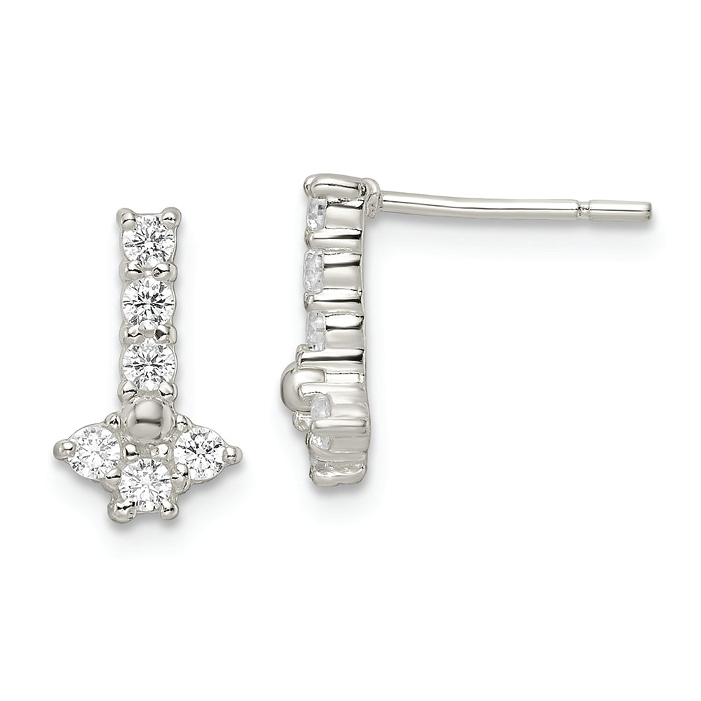 Sterling Silver Polished CZ Post Earrings