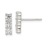 Sterling Silver Polished Three CZ Post Earrings