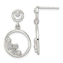 Sterling Silver Polished CZ Circle Dangle Post Earrings