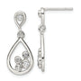 Sterling Silver Polished CZ Teardrop Dangle Post Earrings