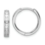 Sterling Silver Polished Rhodium-plated CZ Hinged Hoop Earrings