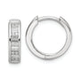 Sterling Silver Polished Rhodium-plated CZ Hinged Hoop Earrings
